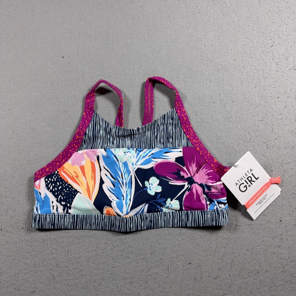 Athleta Girl Bikini Top Girls 16 Paradise Splash Floral Athletic Swim Summer NWT